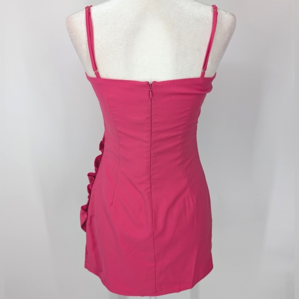 Revolve Lovers + Friends Hot Pink Straight Neck Ellis Mini Dress Small NWT - Picture 7 of 11